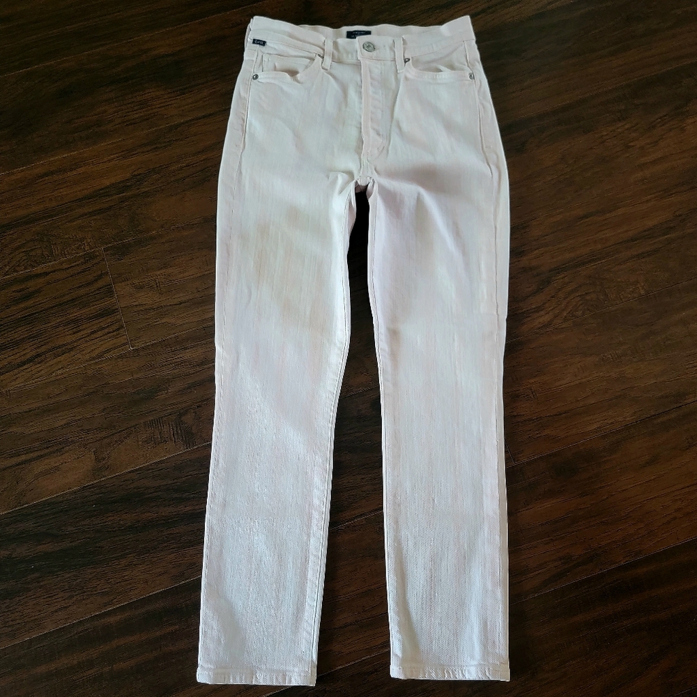 Citizens of Humanity White Pink Olivia Crop High Rise Slim Skinny Jeans Size 26